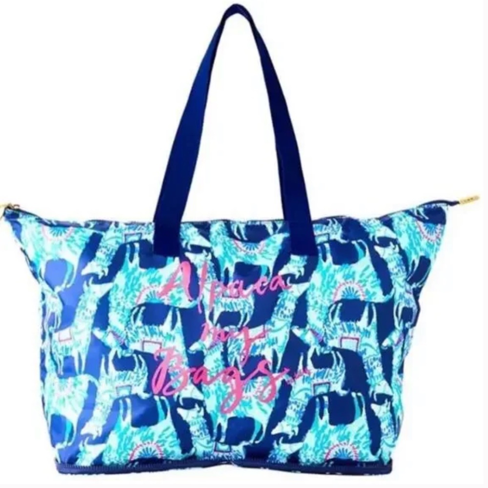 Lilly Pulitzer Nylon Getaway Packable Fold Up Tote Alpaca Pack My Bags